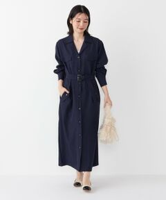 SHIPS / シップス ロング・マキシ丈ワンピース | SHIPS Colors:〈手洗い可能〉開襟 ベルテッド シャツ ワンピース◇