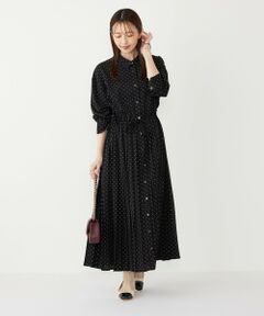 SHIPS / シップス ロング・マキシ丈ワンピース | SHIPS Colors:〈手洗い可能〉ドット プリント プリーツ シャツ ワンピース