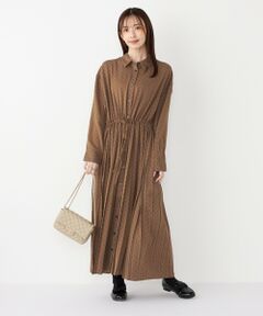 SHIPS / シップス ロング・マキシ丈ワンピース | SHIPS Colors:〈手洗い可能〉ドット プリント プリーツ シャツ ワンピース