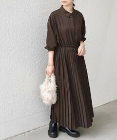 SHIPS / シップス ロング・マキシ丈ワンピース | SHIPS Colors:〈手洗い可能〉ドット プリント プリーツ シャツ ワンピース