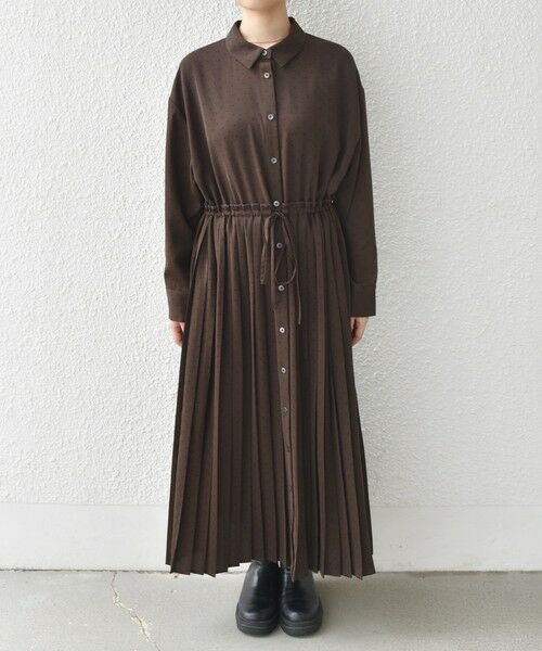 SHIPS / シップス ロング・マキシ丈ワンピース | SHIPS Colors:〈手洗い可能〉ドット プリント プリーツ シャツ ワンピース | 詳細23