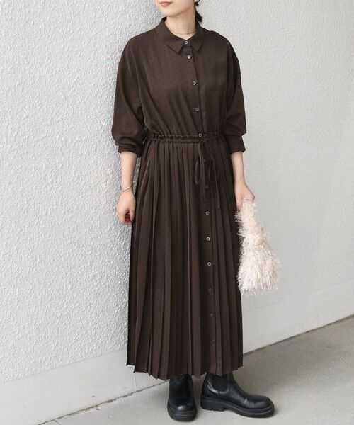 SHIPS / シップス ロング・マキシ丈ワンピース | SHIPS Colors:〈手洗い可能〉ドット プリント プリーツ シャツ ワンピース | 詳細27