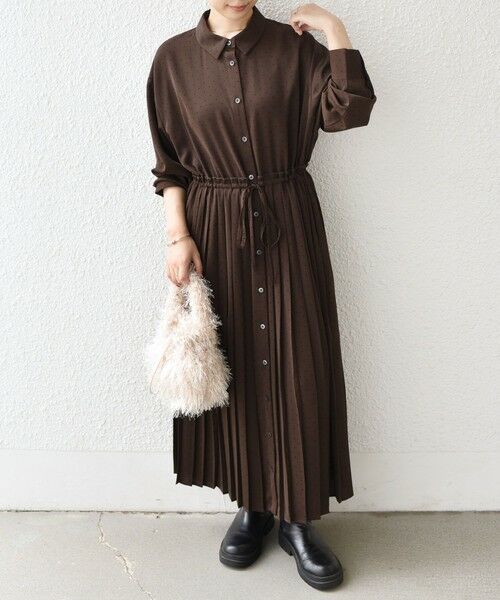 SHIPS / シップス ロング・マキシ丈ワンピース | SHIPS Colors:〈手洗い可能〉ドット プリント プリーツ シャツ ワンピース | 詳細29