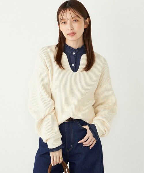 SHIPS / シップス ニット・セーター | SHIPS Colors:〈手洗い可能〉畦 スキッパー ニット◇ | 詳細4