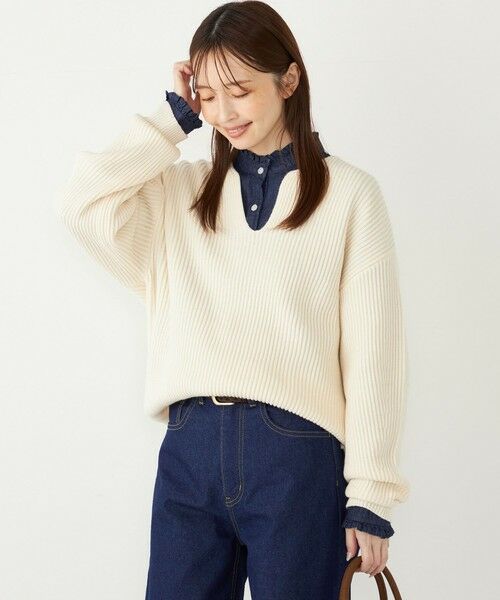 SHIPS / シップス ニット・セーター | SHIPS Colors:〈手洗い可能〉畦 スキッパー ニット◇ | 詳細5