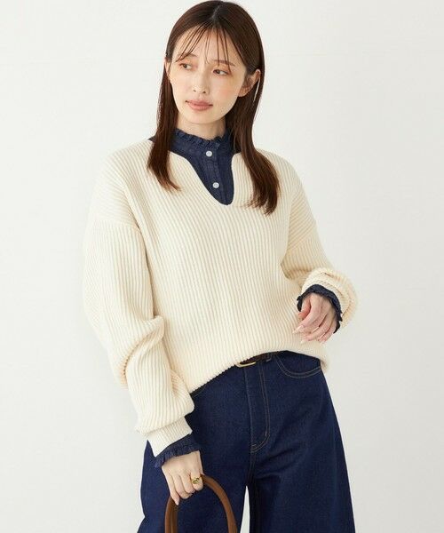 SHIPS / シップス ニット・セーター | SHIPS Colors:〈手洗い可能〉畦 スキッパー ニット◇ | 詳細6