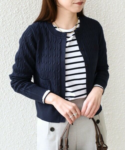 SHIPS / シップス カーディガン・ボレロ | 《一部追加・新色予約》SHIPS Colors:〈手洗い可能〉ミニケーブル カーディガン◆ | 詳細30