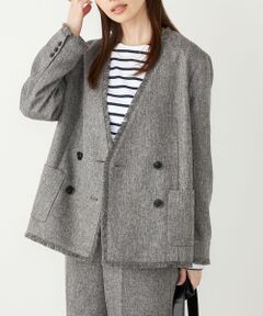 SHIPS / シップス ノーカラージャケット | SHIPS Colors:フリンジ ヘリンボーン ジャケット