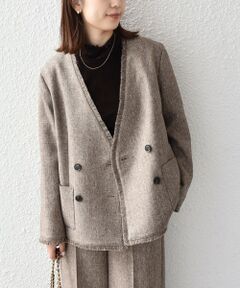 SHIPS / シップス ノーカラージャケット | SHIPS Colors:フリンジ ヘリンボーン ジャケット