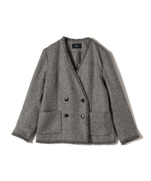 SHIPS / シップス ノーカラージャケット | SHIPS Colors:フリンジ ヘリンボーン ジャケット | 詳細1