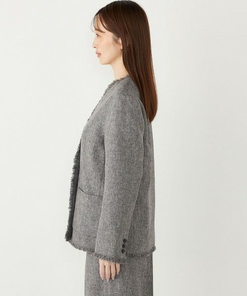 SHIPS / シップス ノーカラージャケット | SHIPS Colors:フリンジ ヘリンボーン ジャケット | 詳細4