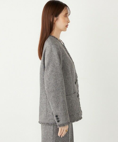 SHIPS / シップス ノーカラージャケット | SHIPS Colors:フリンジ ヘリンボーン ジャケット | 詳細6