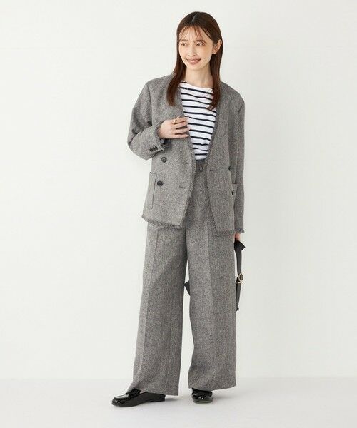 SHIPS / シップス ノーカラージャケット | SHIPS Colors:フリンジ ヘリンボーン ジャケット | 詳細7