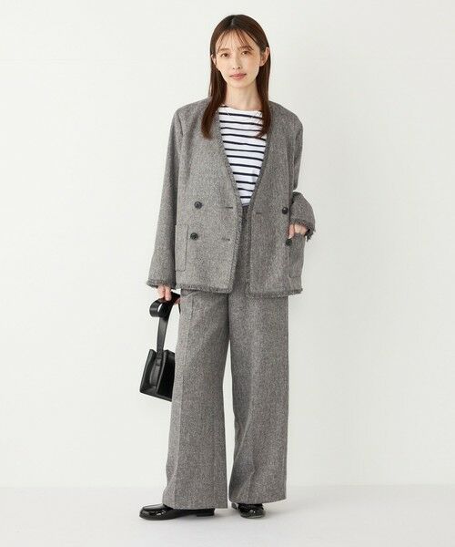 SHIPS / シップス ノーカラージャケット | SHIPS Colors:フリンジ ヘリンボーン ジャケット | 詳細10