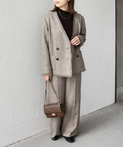 SHIPS / シップス ノーカラージャケット | SHIPS Colors:フリンジ ヘリンボーン ジャケット | 詳細23