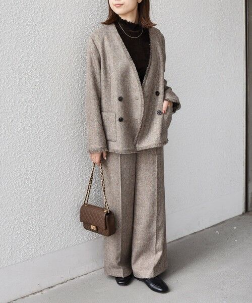 SHIPS / シップス ノーカラージャケット | SHIPS Colors:フリンジ ヘリンボーン ジャケット | 詳細26