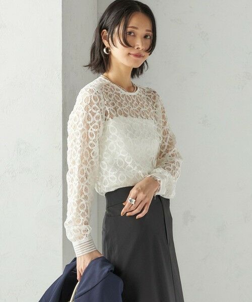 SHIPS / シップス シャツ・ブラウス | 〈手洗い可能〉トゥワール コード レース ブラウス(ホワイト) | 詳細8