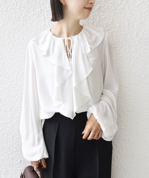 SHIPS / シップス シャツ・ブラウス | 【SHIPS別注】troisiemeCHACO: 〈手洗い可能〉ラッフル フリル ブラウス（セレモニー対応可） | 詳細8