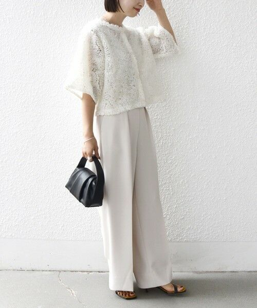 SHIPS / シップス シャツ・ブラウス | little black:〈手洗い可能〉パール 釦 フリル チュール 半袖 ブラウス | 詳細5