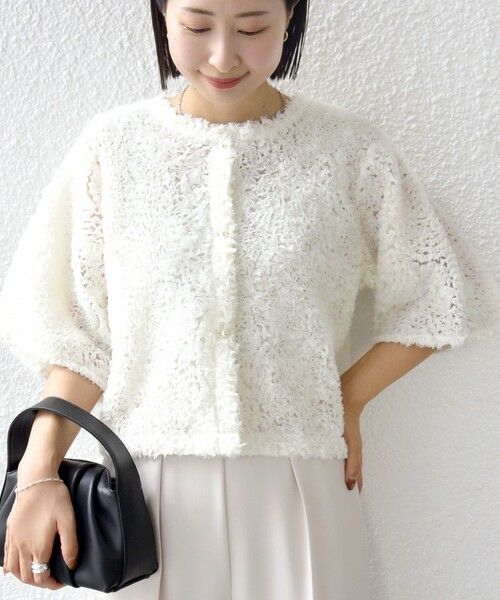 SHIPS / シップス シャツ・ブラウス | little black:〈手洗い可能〉パール 釦 フリル チュール 半袖 ブラウス | 詳細6