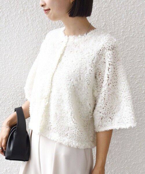 SHIPS / シップス シャツ・ブラウス | little black:〈手洗い可能〉パール 釦 フリル チュール 半袖 ブラウス | 詳細7