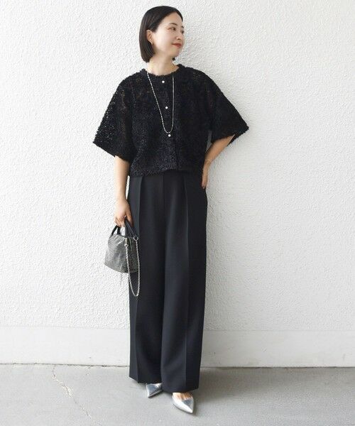 SHIPS / シップス シャツ・ブラウス | little black:〈手洗い可能〉パール 釦 フリル チュール 半袖 ブラウス | 詳細12