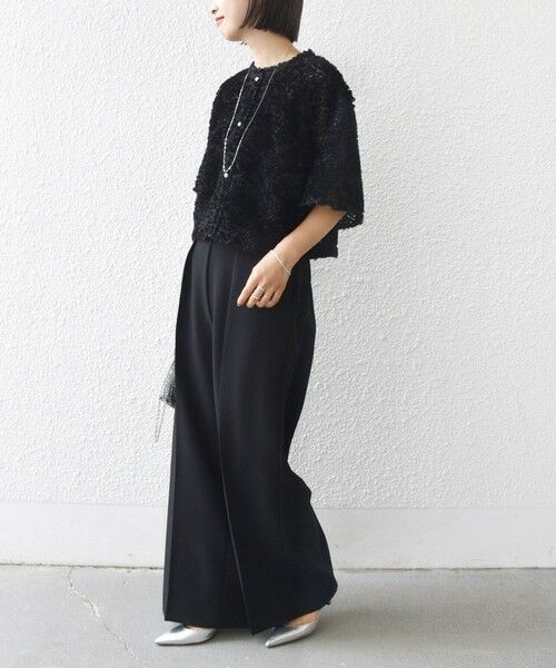 SHIPS / シップス シャツ・ブラウス | little black:〈手洗い可能〉パール 釦 フリル チュール 半袖 ブラウス | 詳細13