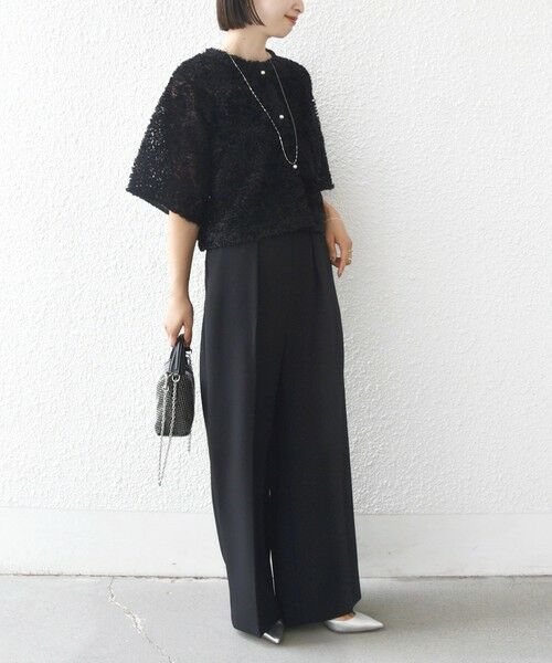 SHIPS / シップス シャツ・ブラウス | little black:〈手洗い可能〉パール 釦 フリル チュール 半袖 ブラウス | 詳細15