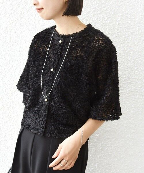 SHIPS / シップス シャツ・ブラウス | little black:〈手洗い可能〉パール 釦 フリル チュール 半袖 ブラウス | 詳細17