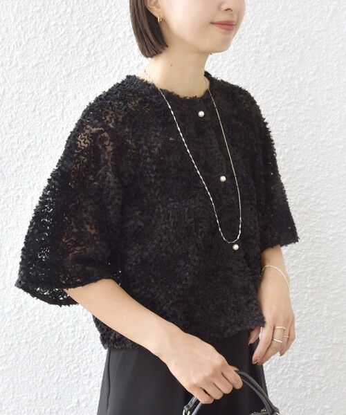 SHIPS / シップス シャツ・ブラウス | little black:〈手洗い可能〉パール 釦 フリル チュール 半袖 ブラウス | 詳細19
