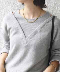 SHIPS / シップス スウェット | 〈手洗い可能〉レイヤード デザイン ラメ メランジ 裏毛 プルオーバー