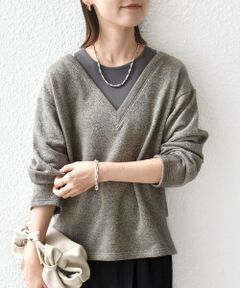 SHIPS / シップス スウェット | 〈手洗い可能〉レイヤード デザイン ラメ メランジ 裏毛 プルオーバー