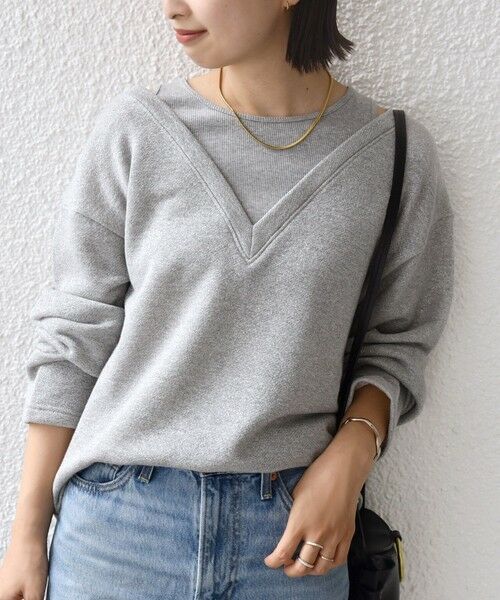 SHIPS / シップス スウェット | 〈手洗い可能〉レイヤード デザイン ラメ メランジ 裏毛 プルオーバー | 詳細5