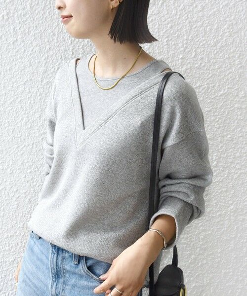 SHIPS / シップス スウェット | 〈手洗い可能〉レイヤード デザイン ラメ メランジ 裏毛 プルオーバー | 詳細6