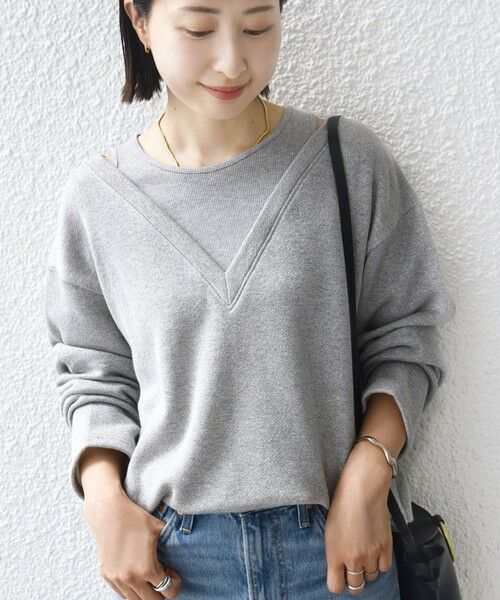 SHIPS / シップス スウェット | 〈手洗い可能〉レイヤード デザイン ラメ メランジ 裏毛 プルオーバー | 詳細9