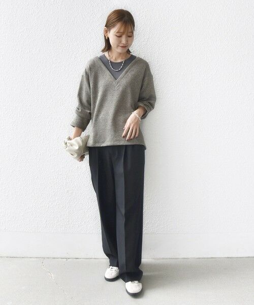 SHIPS / シップス スウェット | 〈手洗い可能〉レイヤード デザイン ラメ メランジ 裏毛 プルオーバー | 詳細15