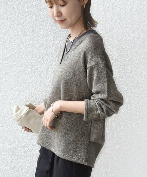 SHIPS / シップス スウェット | 〈手洗い可能〉レイヤード デザイン ラメ メランジ 裏毛 プルオーバー | 詳細20