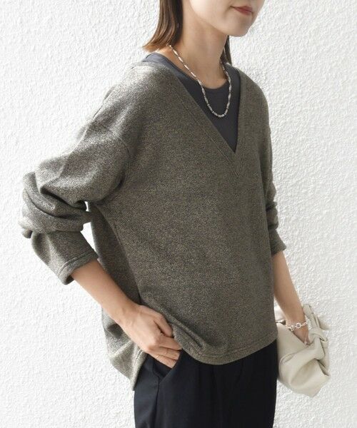 SHIPS / シップス スウェット | 〈手洗い可能〉レイヤード デザイン ラメ メランジ 裏毛 プルオーバー | 詳細23