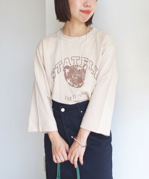 SHIPS / シップス スウェット | 【WEB限定】〈洗濯機可能〉七分袖 ワイド スリーブ プリント スウェット | 詳細6