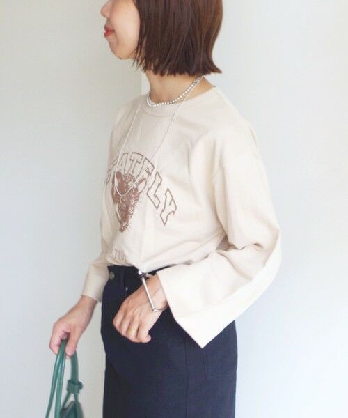 SHIPS / シップス スウェット | 【WEB限定】〈洗濯機可能〉七分袖 ワイド スリーブ プリント スウェット | 詳細7