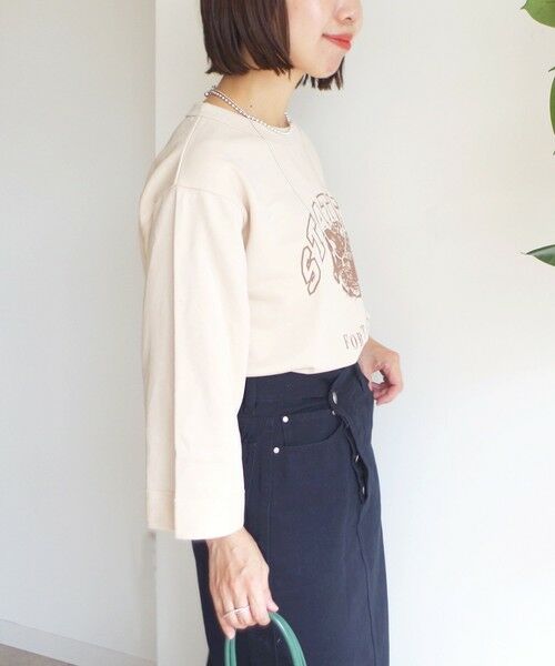 SHIPS / シップス スウェット | 【WEB限定】〈洗濯機可能〉七分袖 ワイド スリーブ プリント スウェット | 詳細9