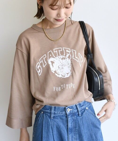 SHIPS / シップス スウェット | 【WEB限定】〈洗濯機可能〉七分袖 ワイド スリーブ プリント スウェット | 詳細21