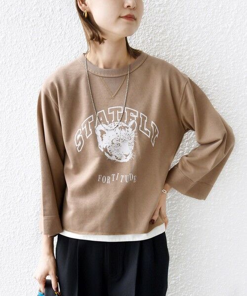 SHIPS / シップス スウェット | 【WEB限定】〈洗濯機可能〉七分袖 ワイド スリーブ プリント スウェット | 詳細30