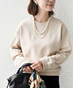 SHIPS / シップス スウェット | 【WEB限定】〈手洗い可能〉パール調 ネックレス チャーム 付 ドルマン スウェット