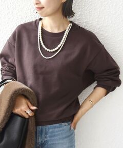 SHIPS / シップス スウェット | 【WEB限定】〈手洗い可能〉パール調 ネックレス チャーム 付 ドルマン スウェット