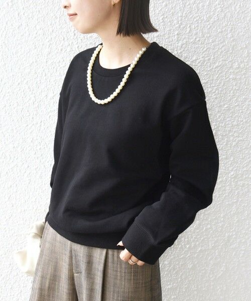 SHIPS / シップス スウェット | 【WEB限定】〈手洗い可能〉パール調 ネックレス チャーム 付 ドルマン スウェット | 詳細6