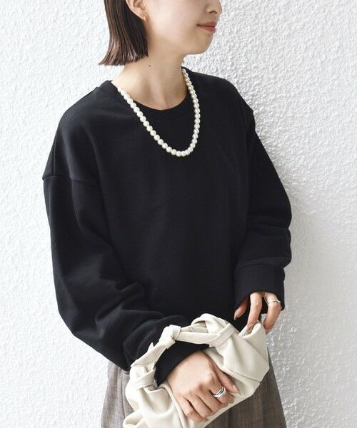 SHIPS / シップス スウェット | 【WEB限定】〈手洗い可能〉パール調 ネックレス チャーム 付 ドルマン スウェット | 詳細8