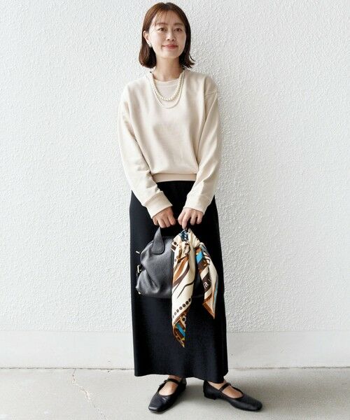 SHIPS / シップス スウェット | 【WEB限定】〈手洗い可能〉パール調 ネックレス チャーム 付 ドルマン スウェット | 詳細13