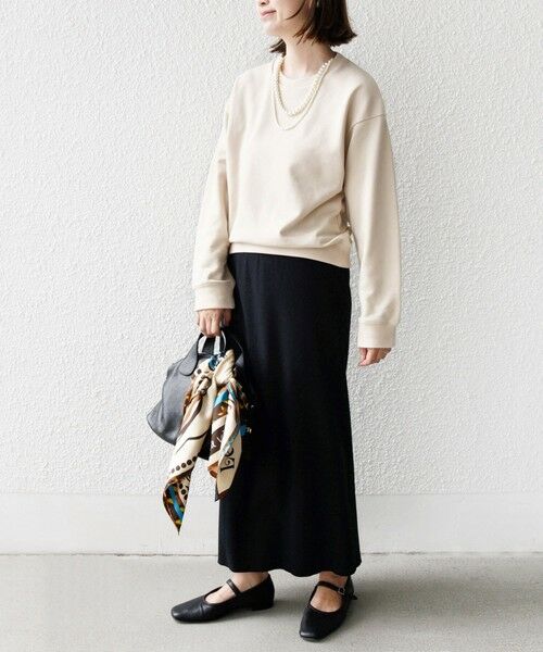 SHIPS / シップス スウェット | 【WEB限定】〈手洗い可能〉パール調 ネックレス チャーム 付 ドルマン スウェット | 詳細14