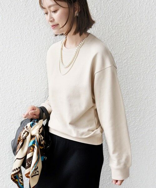 SHIPS / シップス スウェット | 【WEB限定】〈手洗い可能〉パール調 ネックレス チャーム 付 ドルマン スウェット | 詳細16